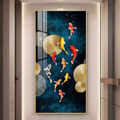 Colourful Koi Fish Premium Acrylic Vertical Wall Art