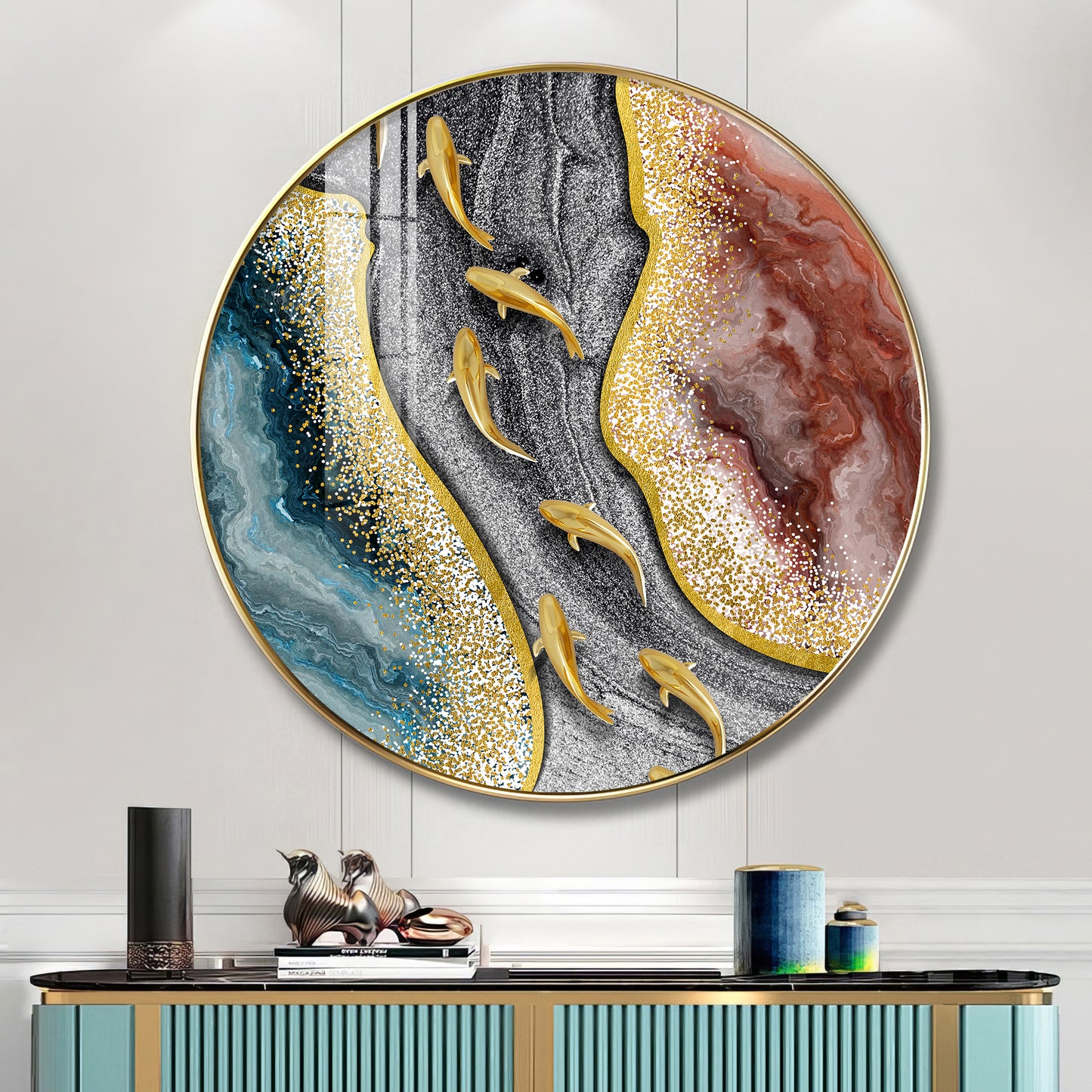 Oceanic Embrace Premium Acrylic Round Wall Art