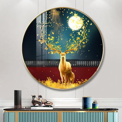 Celestial Deer Premium Acrylic Round Wall Art