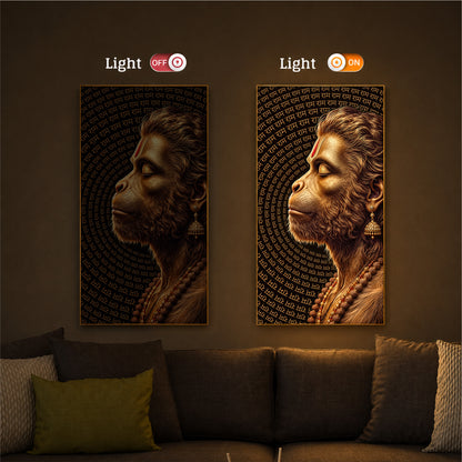 Hanuman Ji Modern Luxury Backlight Vertical Wall Art