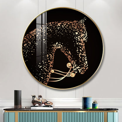 Golden Gallop Premium Acrylic Round Wall Art
