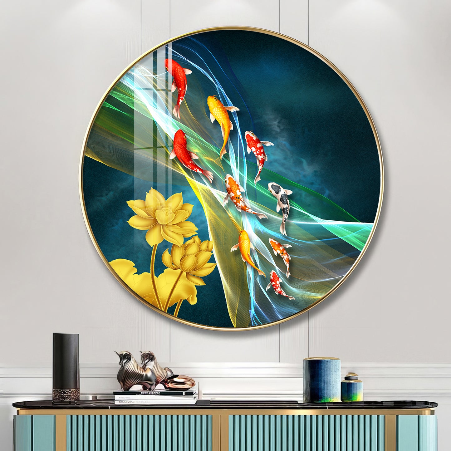 Aquatic Harmony Premium Acrylic Round Wall Art