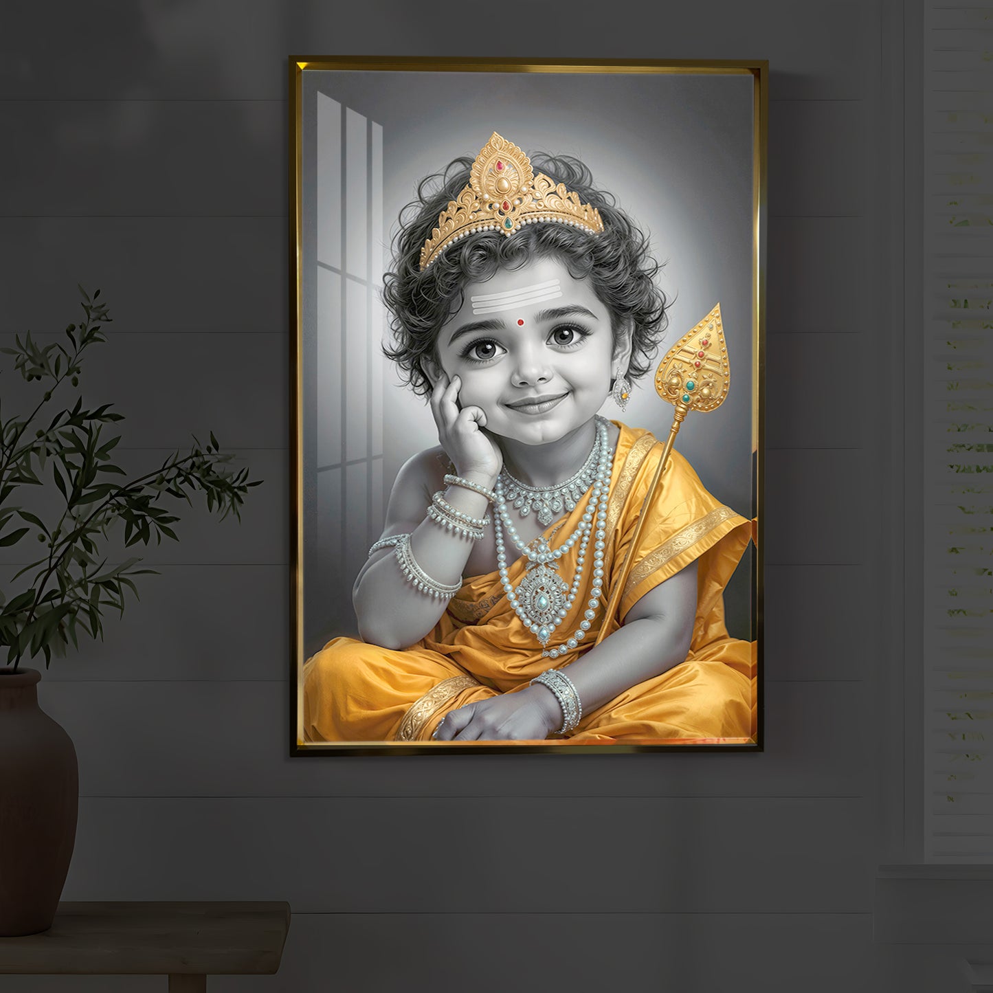 Little Murugan Modern Luxury Backlight Vertical Wall Art