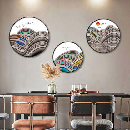 Flair Style Hills Premium Acrylic Round Wall Art (Set of 3)