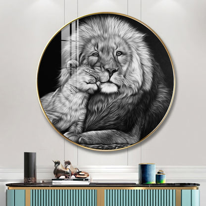 The Lion Emblem Premium Acrylic Round Wall Art