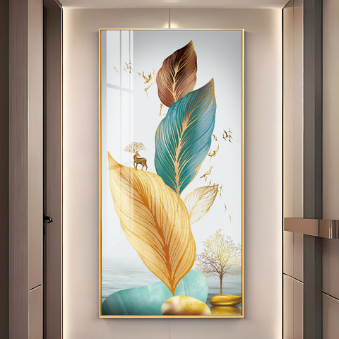 Colorful Feathers Premium Acrylic Vertical Wall Art