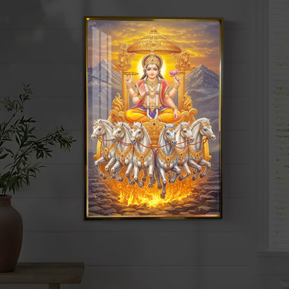 Lord Surya Dev Modern Luxury Backlight Vertical Wall Art