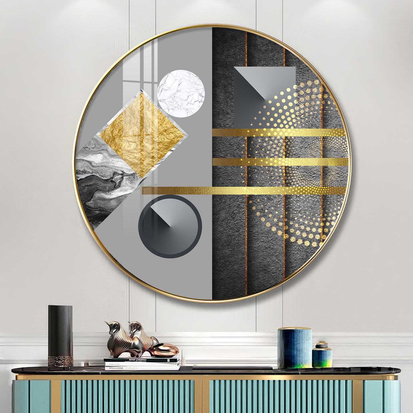 Geometric Elegance Premium Acrylic Round Wall Art