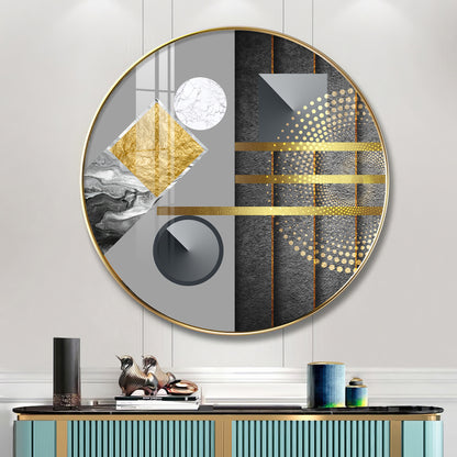 Geometric Elegance Premium Acrylic Round Wall Art