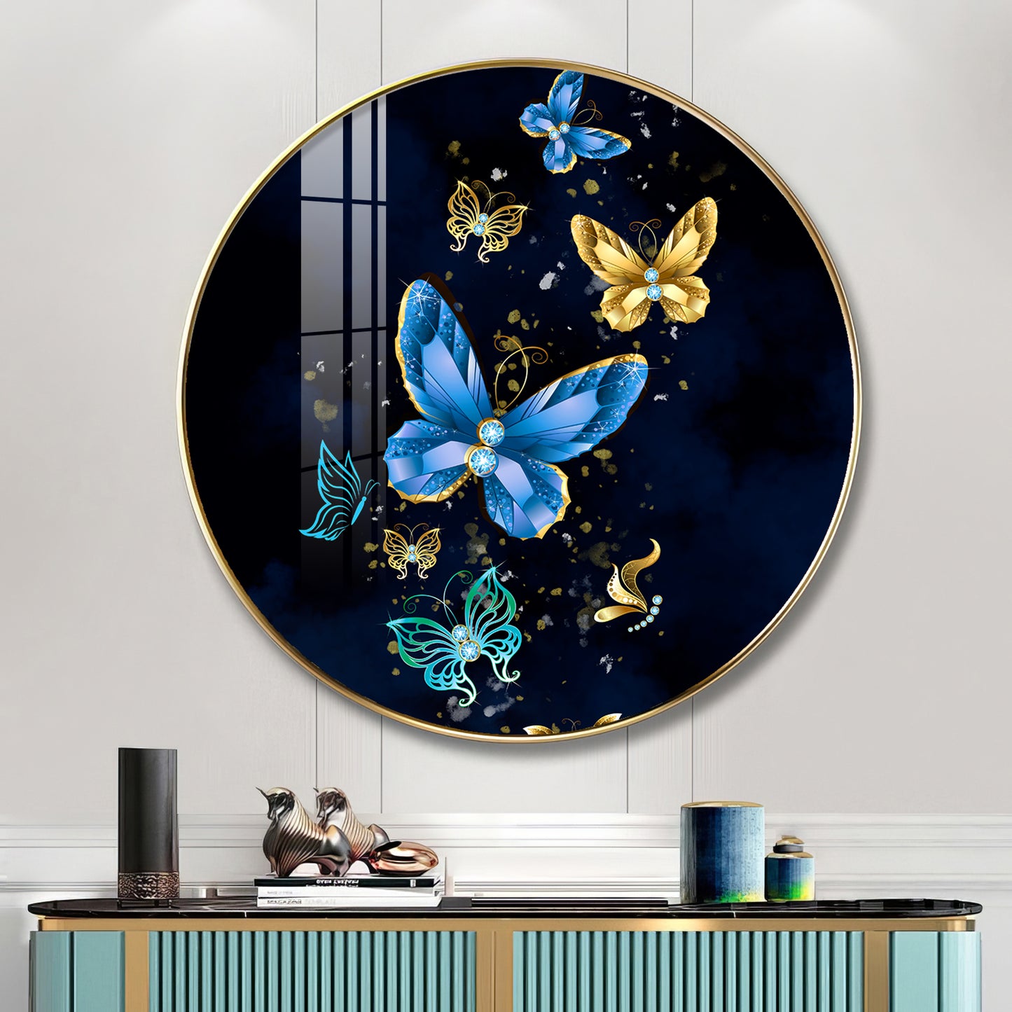 Butterfly Haven Premium Acrylic Round Wall Art