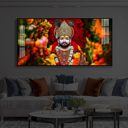 Khatu Shyam Ji Modern Luxury Backlight Horizontal Wall Art