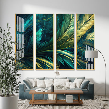 Tropical Leaves Premium Acrylic Vertical Wall Art (set of 4)