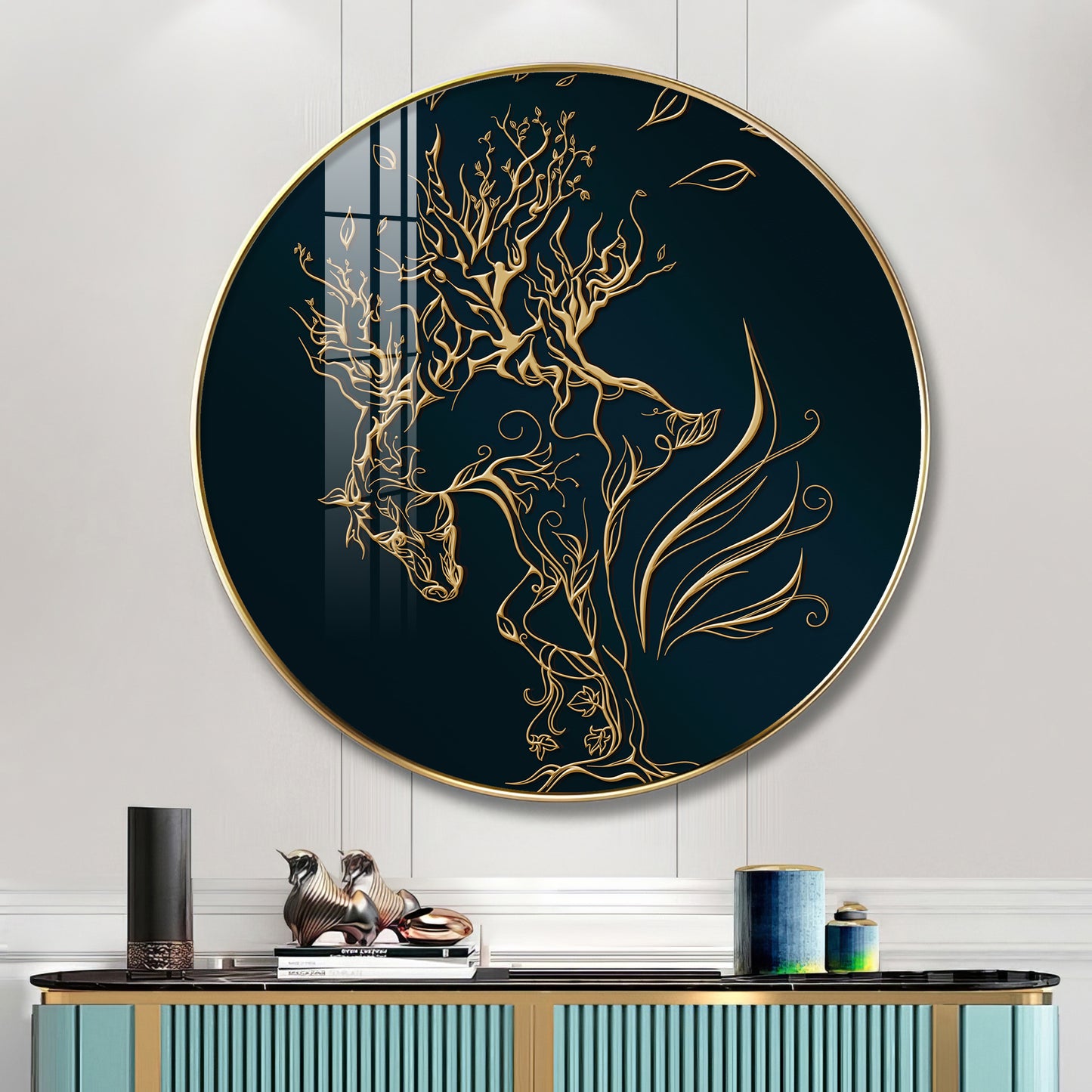 Golden Halo Premium Acrylic Round Wall Art