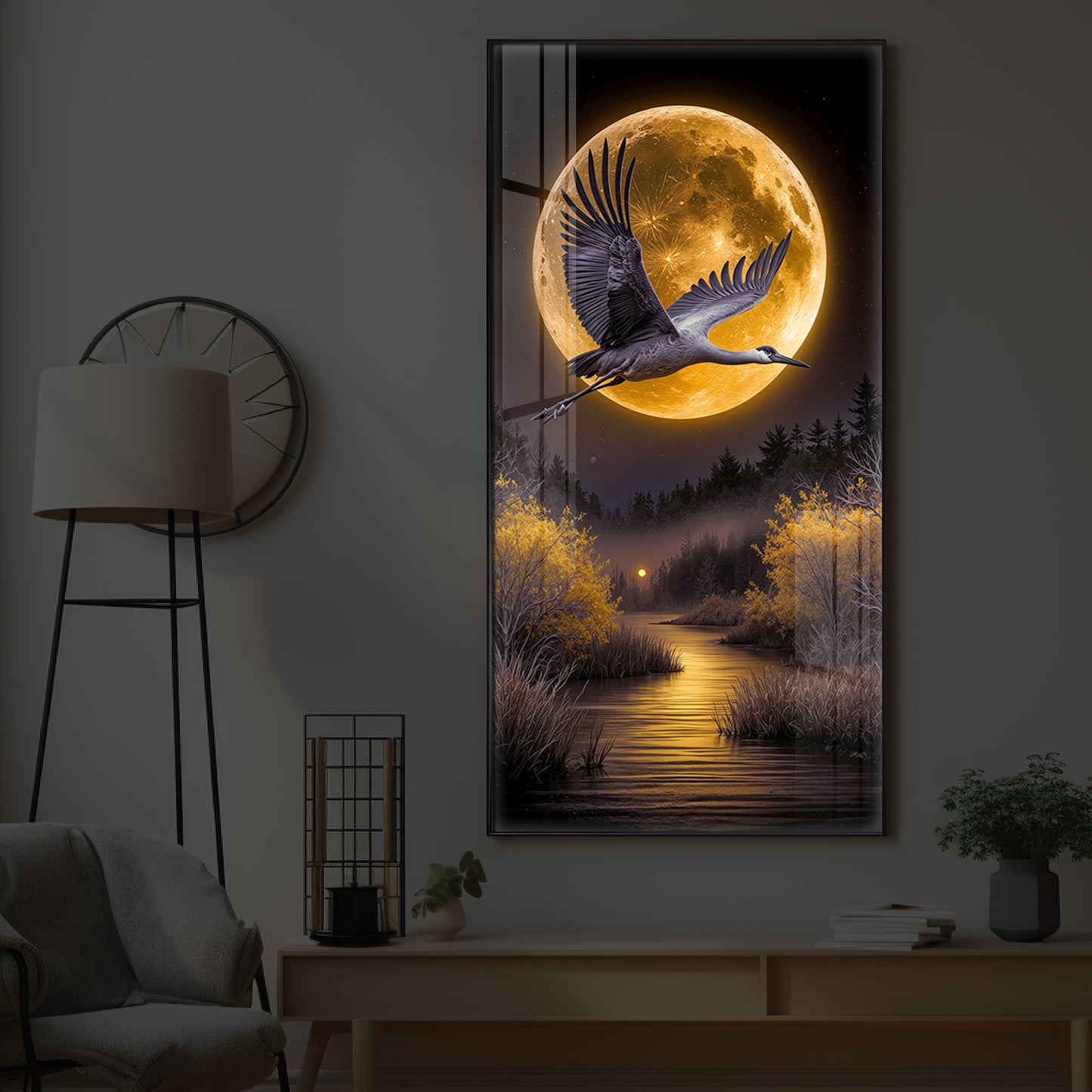 Regalia Bird Modern Luxury Backlight Vertical Wall Art
