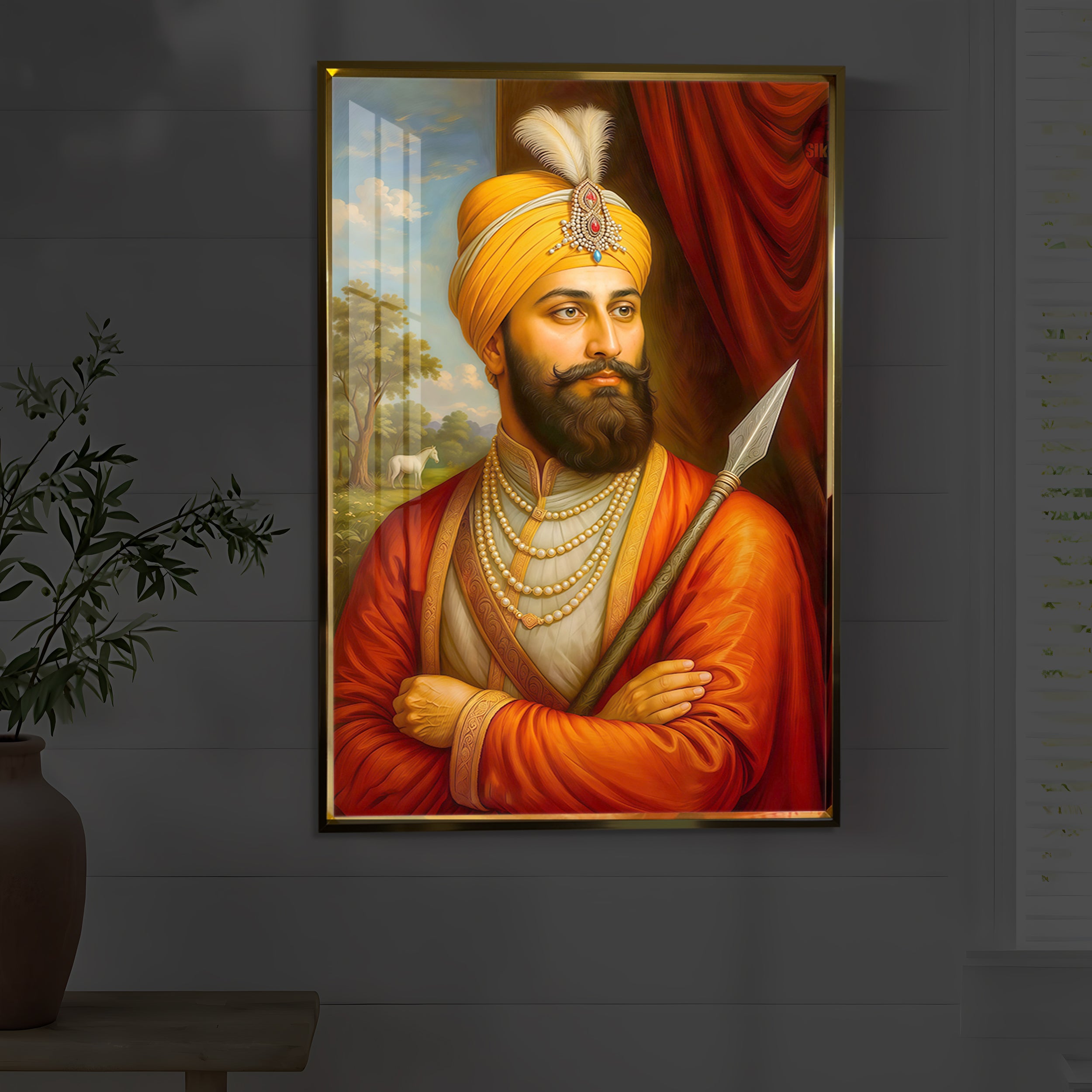 Prestigious Guru Gobind Singh Ji Modern Luxury Backlight Vertical Wall Art