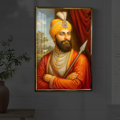 Prestigious Guru Gobind Singh Ji Modern Luxury Backlight Vertical Wall Art