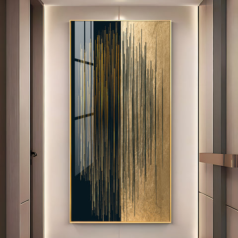 Black & Golden Textured Premium Acrylic Vertical Wall Art