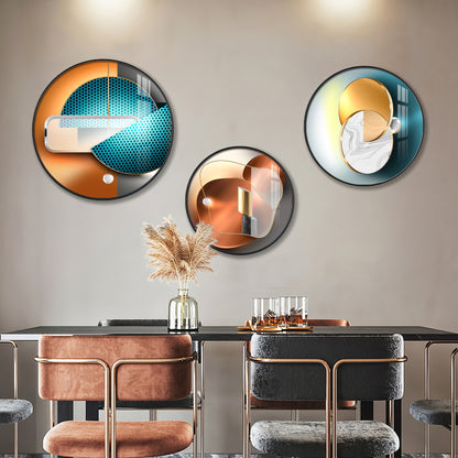 Semi Circle Abstract Premium Acrylic Round Wall Art (Set of 3)