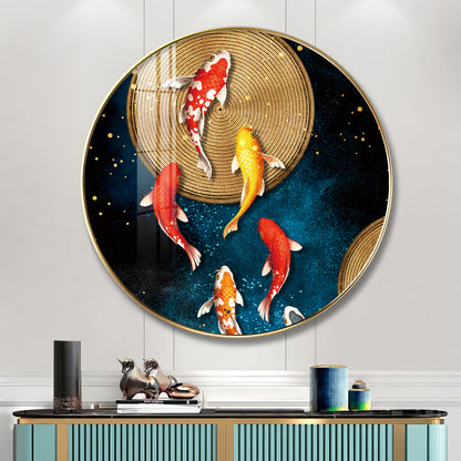 Koi Harmony Premium Acrylic Round Wall Art