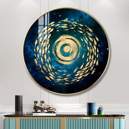 Fish Flow Mosaic Premium Acrylic Round Wall Art