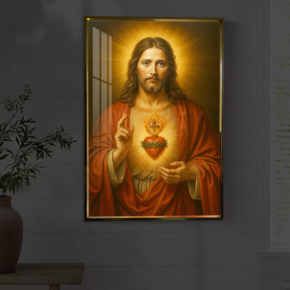 Heart Of Jesus Modern Luxury Backlight Vertical Wall Art