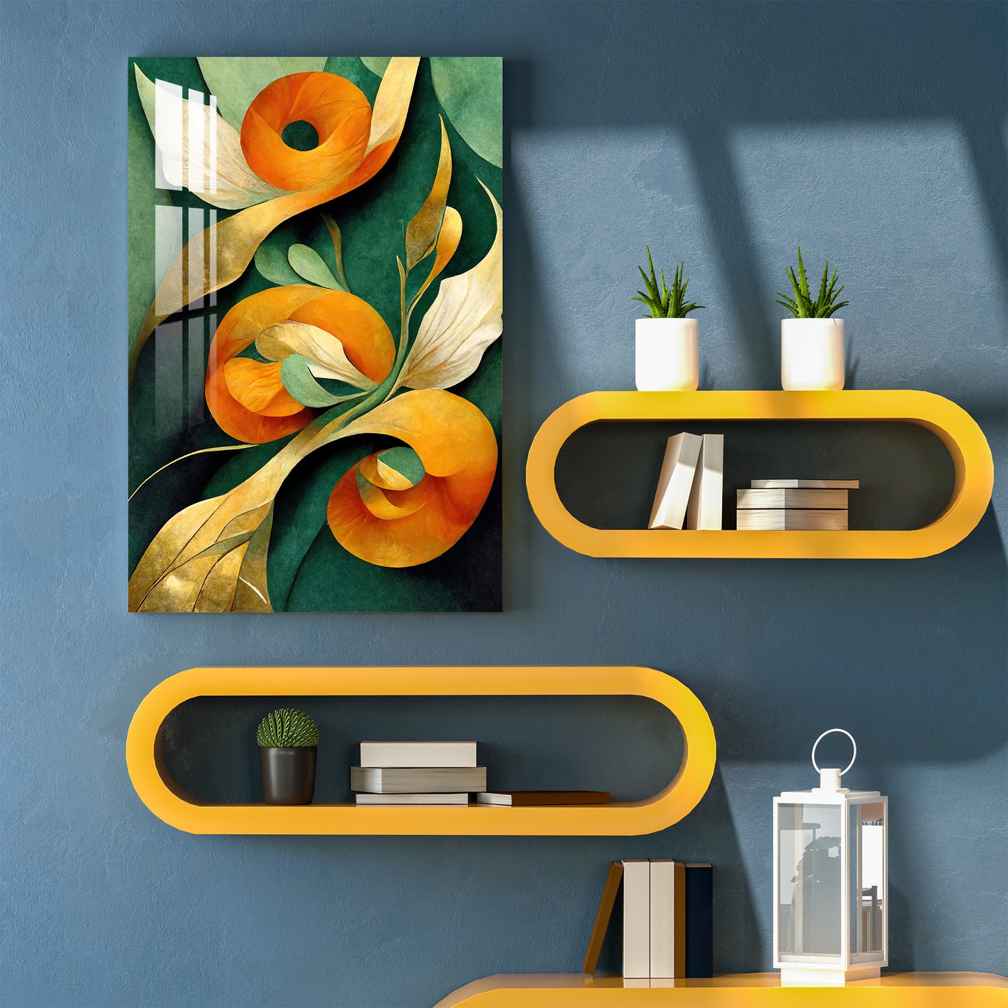 Orange & Green Botanical Acrylic Wall Art