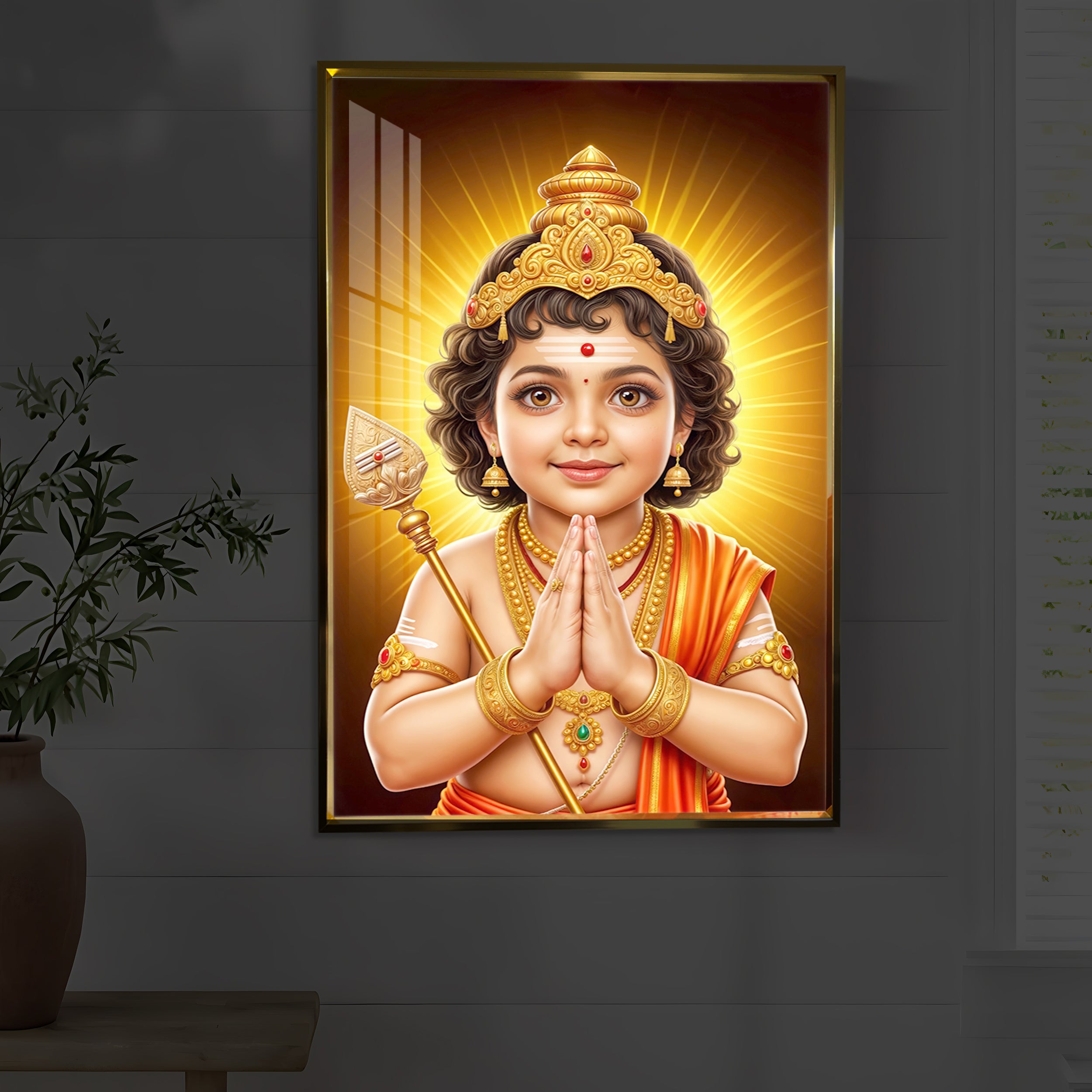 Murugan Ji Balroop Modern Luxury Backlight Vertical Wall Art