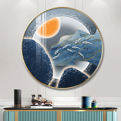 Glacier Koi Fish Premium Acrylic Round Wall Art