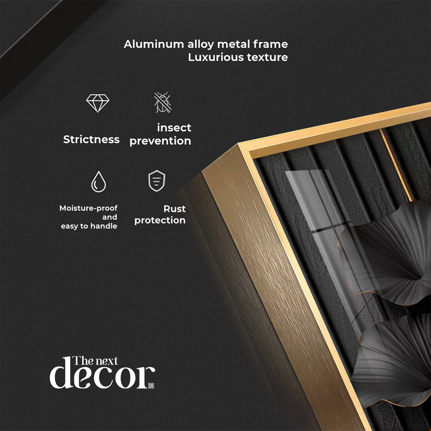 Black & Gold Leaves Premium Acrylic Vertical Wall Art