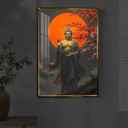 Gautam Buddh Modern Luxury Backlight Vertical Wall Art