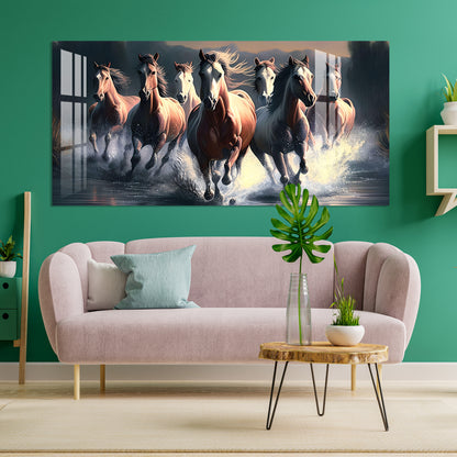 Horses Crossing River Acrylic Wall Art