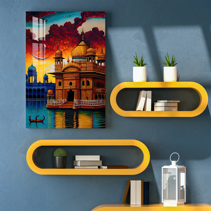 Twilight Golden Temple Acrylic Wall Art