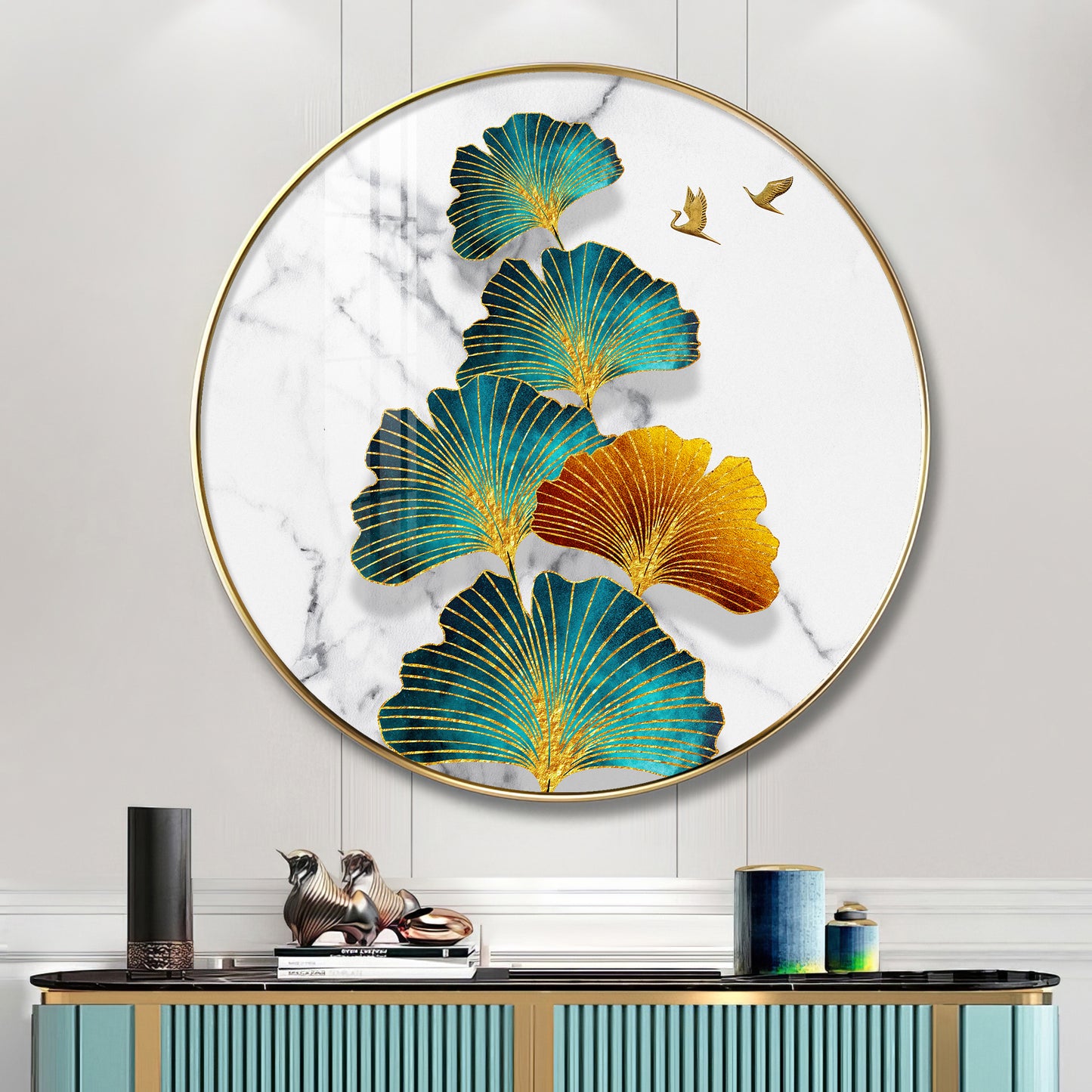 Leaf of Serenity Premium Acrylic Round Wall Art