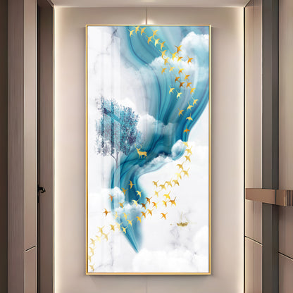 White & Blue Thoughts Premium Acrylic Vertical Wall Art