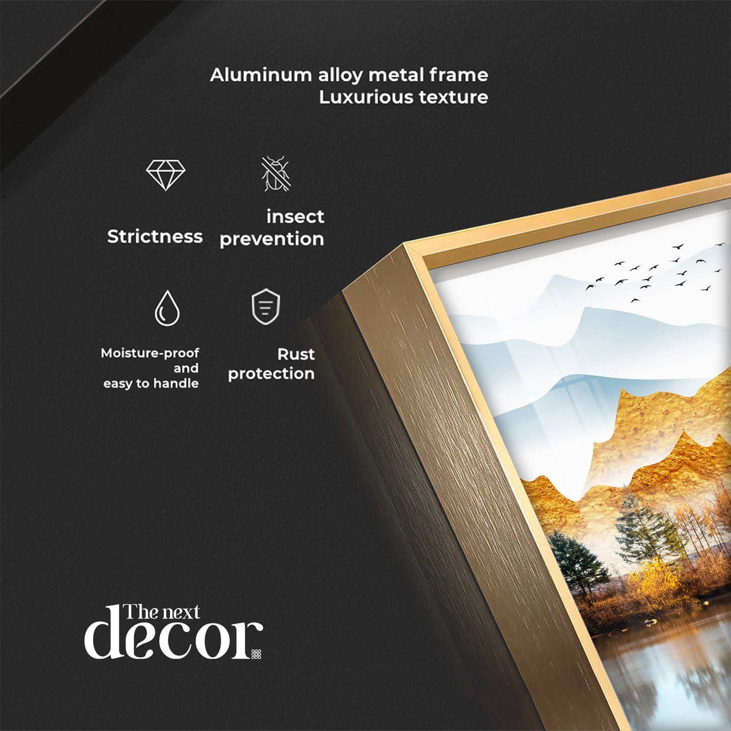 Sun Kissed Mountains Premium Acrylic Square Wall Art - 24X24 inches / Gold