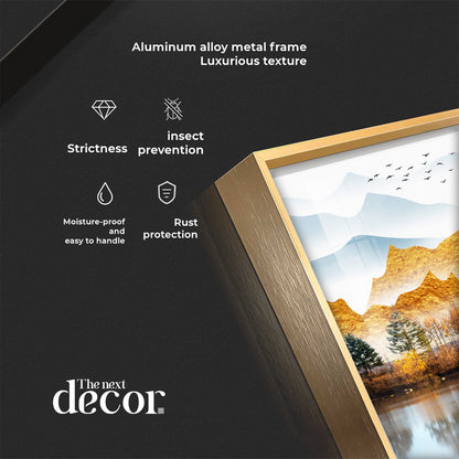 Sun Kissed Mountains Premium Acrylic Square Wall Art - 24X24 inches / Gold