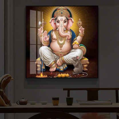 Shree Ganesh Modern Luxury Backlight Square Wall Art