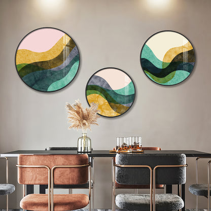 Wave Abstract Premium Acrylic Round Wall Art (Set of 3)