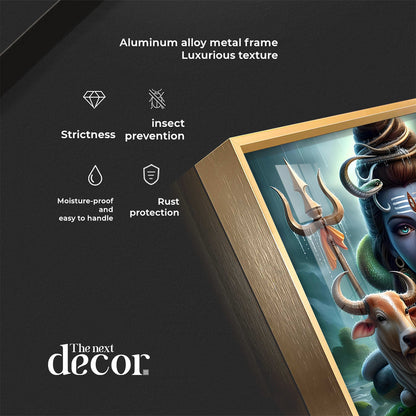 Lord Shiva Mahadev With Nandi Premium Acrylic Square Wall Art