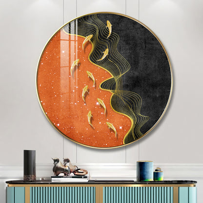 Goldfish Delight Premium Acrylic Round Wall Art