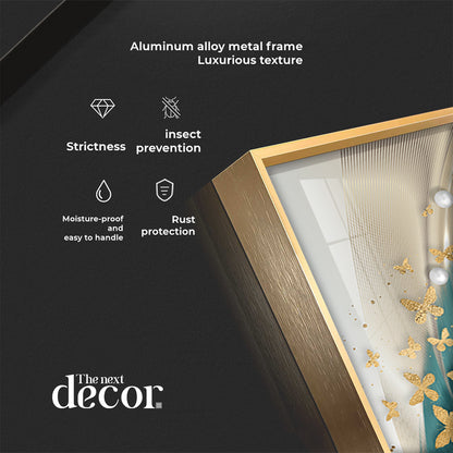 Colorful Feathers With Butterfly Premium Acrylic Vertical Wall Art