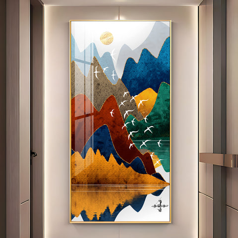 Colorful Mountains Premium Acrylic vertical Wall Art