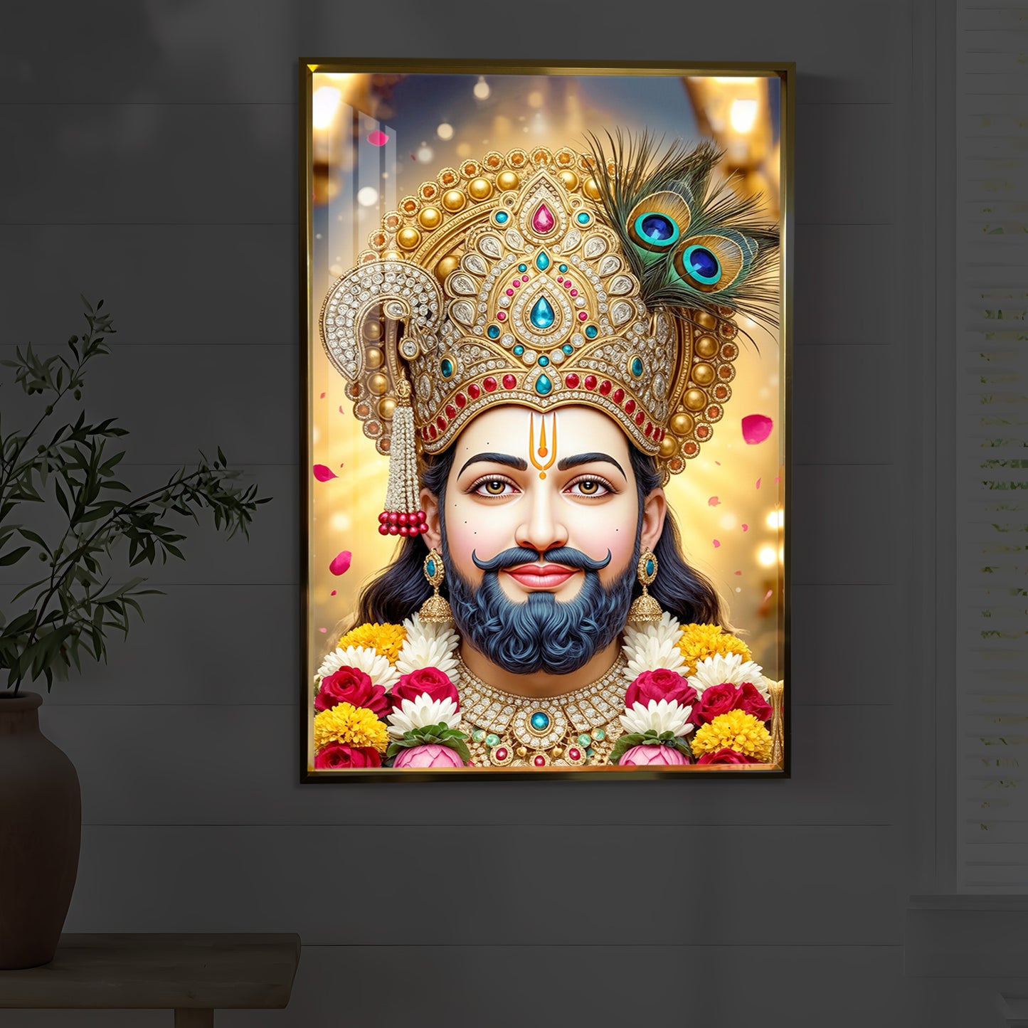 Jai Shri Shyam Modern Luxury Backlight Vertical Wall Art