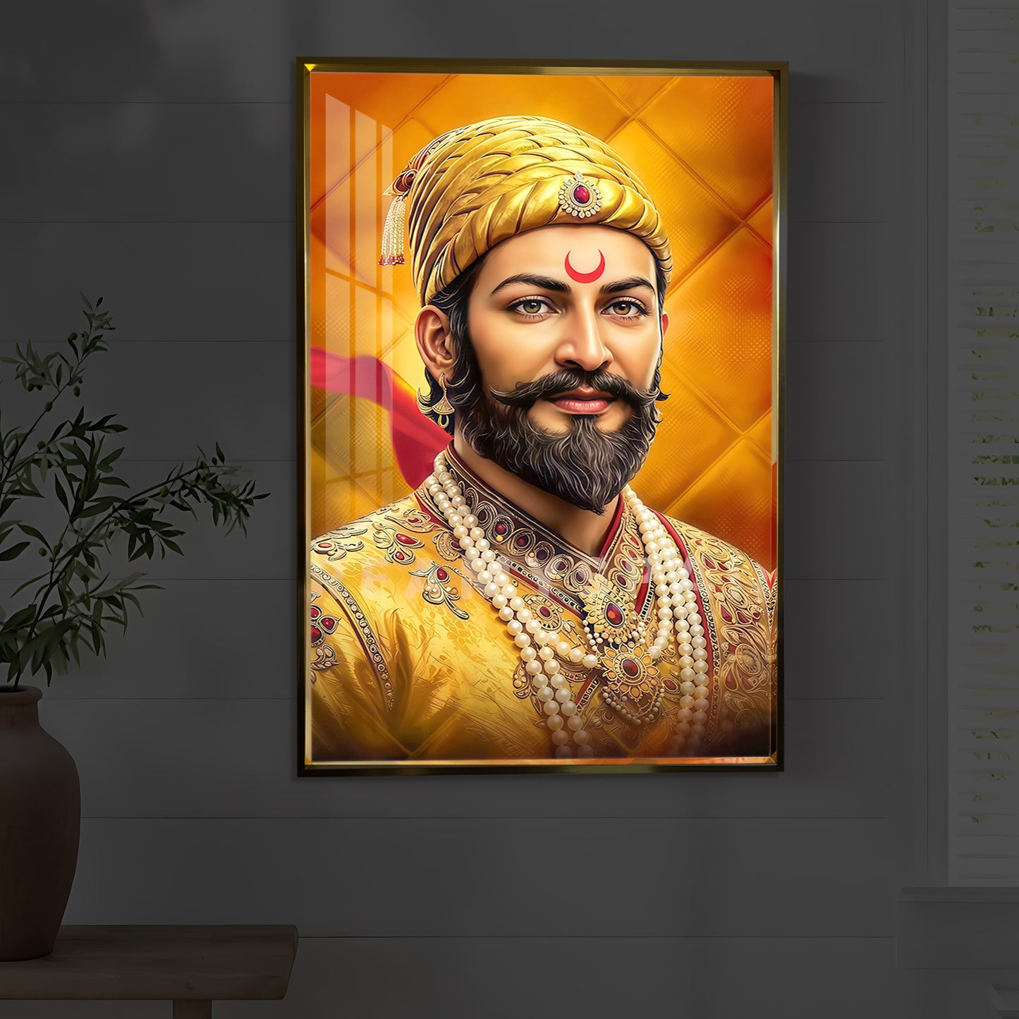 Chhatrapati Shivaji Modern Luxury Backlight Vertical Wall Art