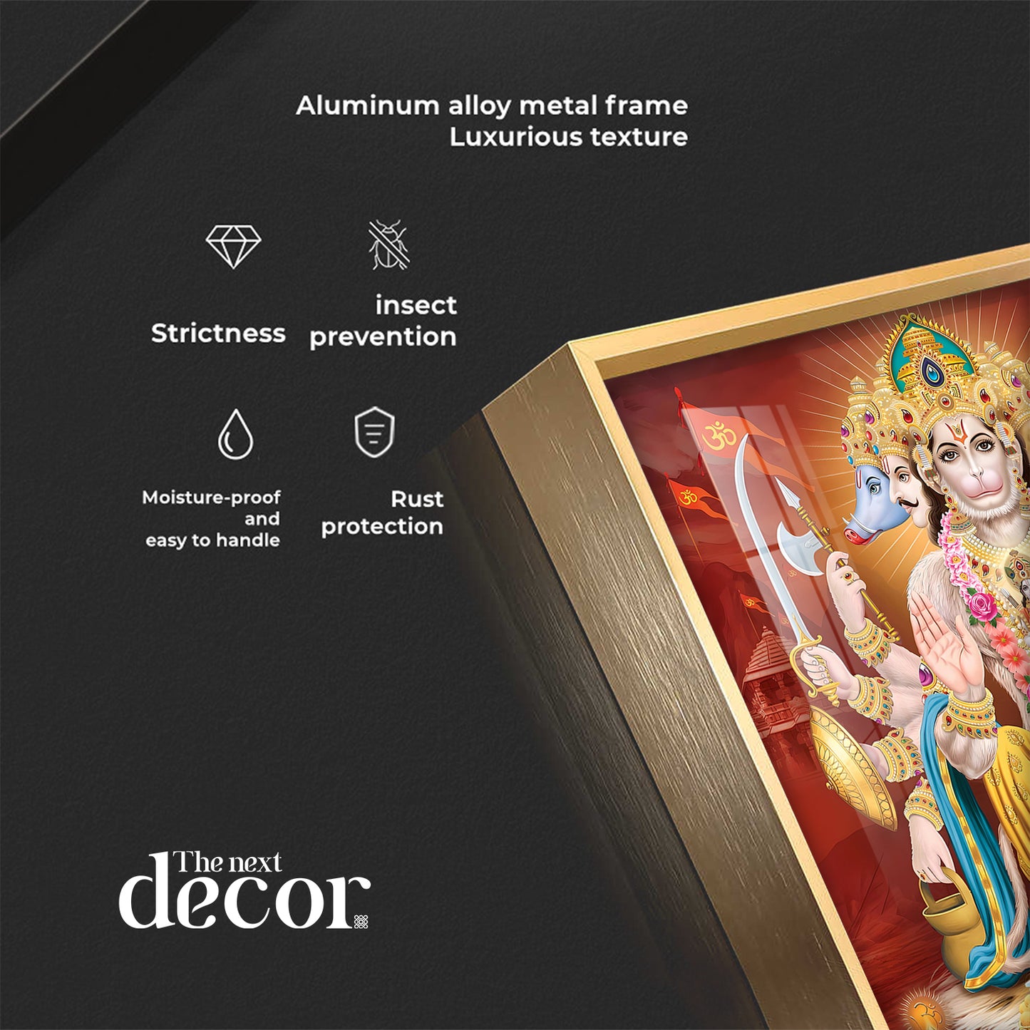 Panchmukhi Hanuman Premium Acrylic Square Wall Art