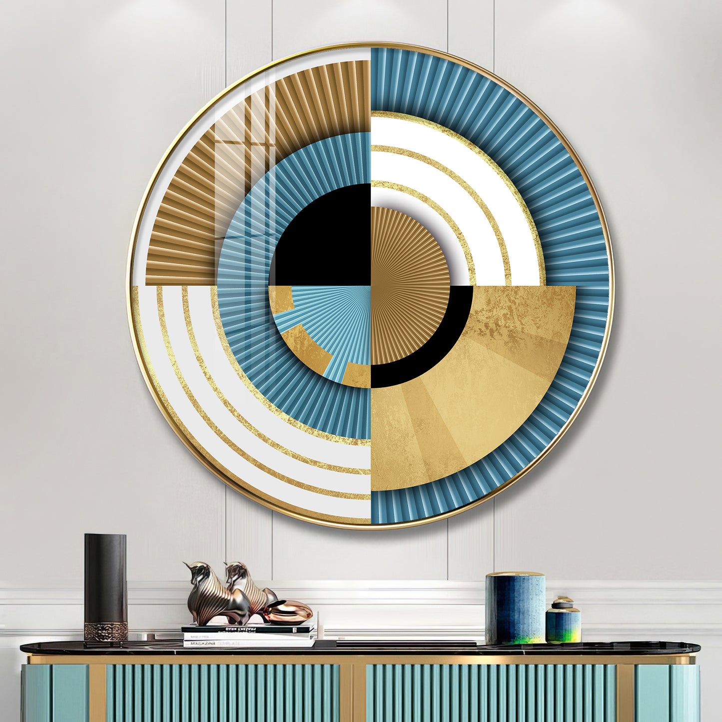 Luxe Waves Premium Acrylic Round Wall Art