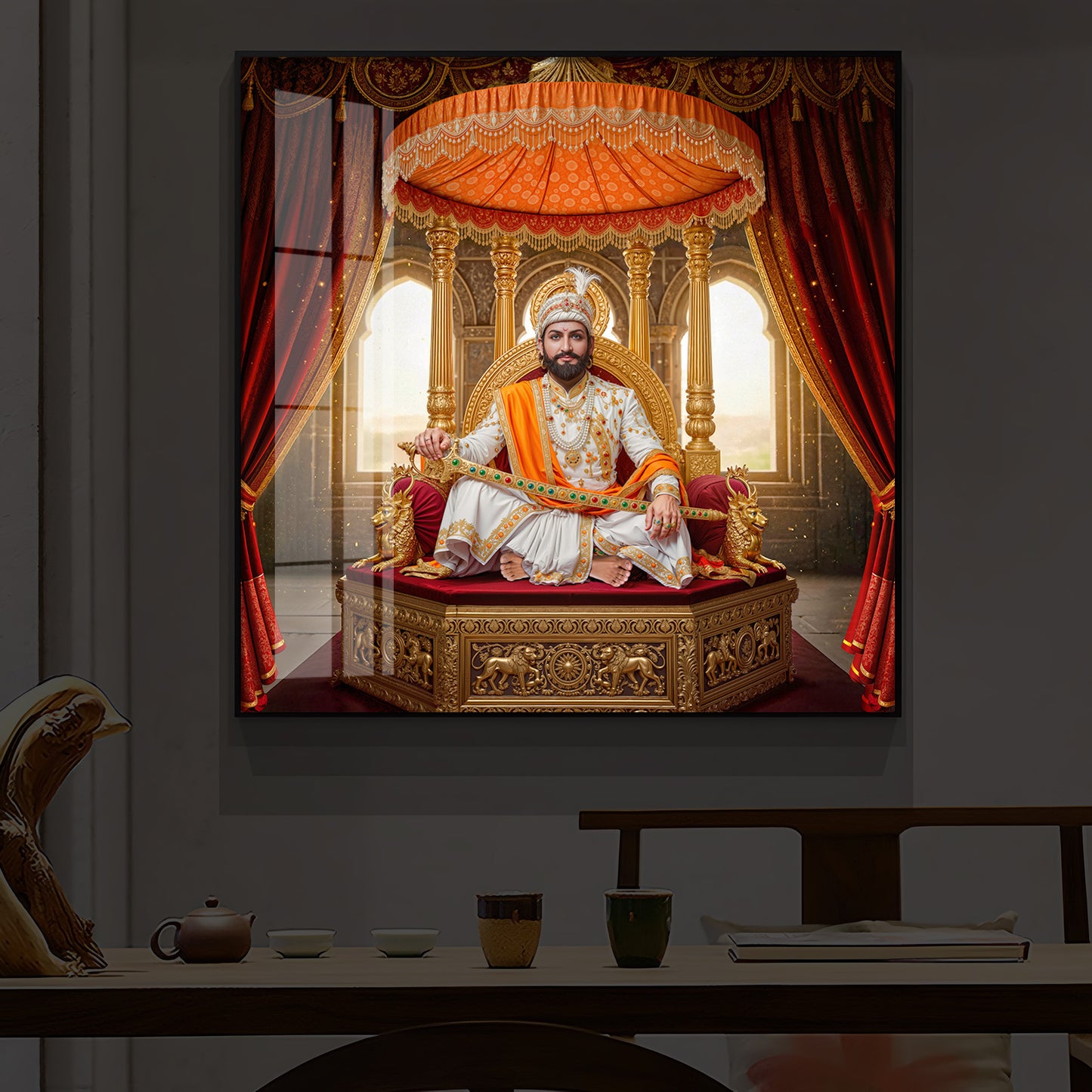 Rajyabhishek of Chattrapati Shivaji Maharaj Modern Luxury Backlight Square Wall Art