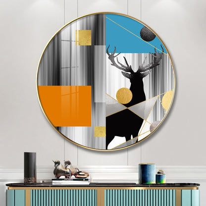 Circular Deer Premium Acrylic Round Wall Art