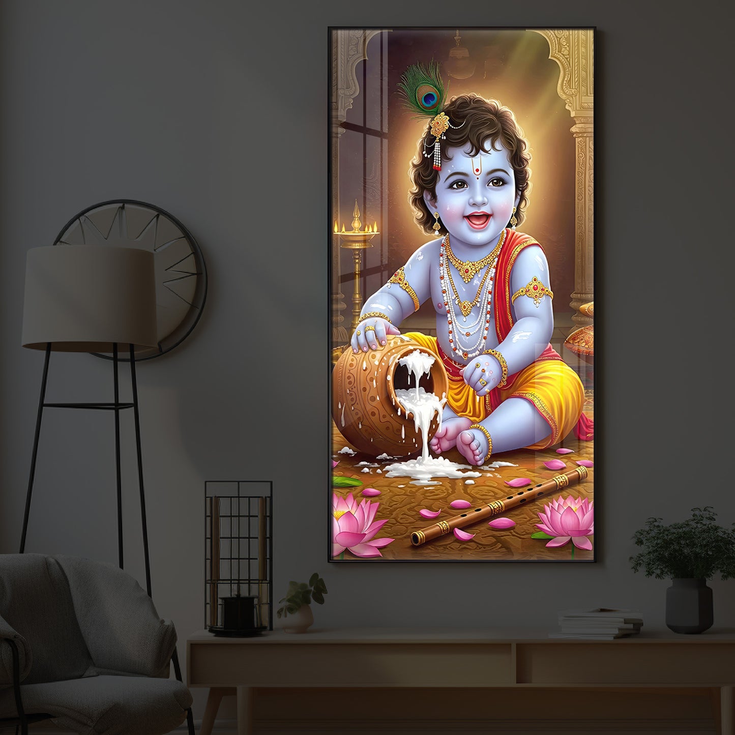 Bal Krishna Modern Luxury Backlight Vertical Wall Art