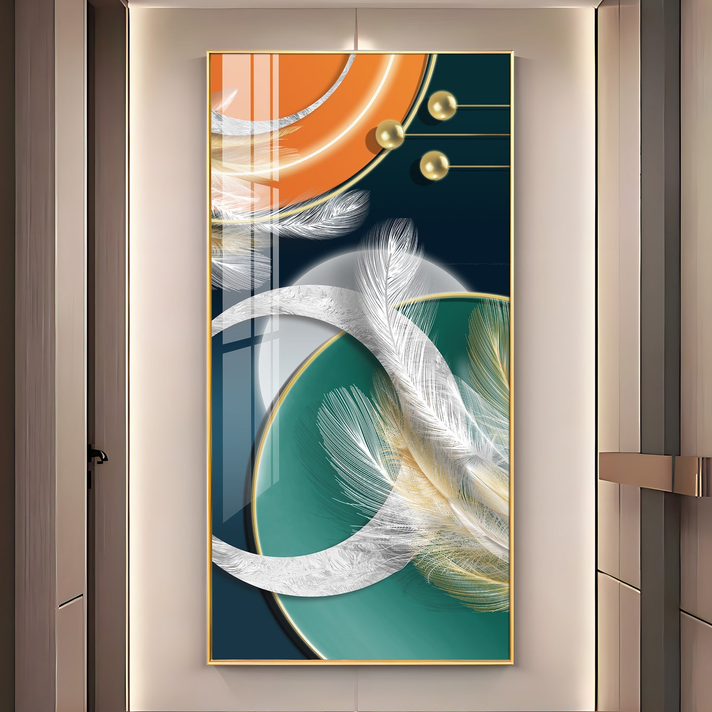 Feathers of Turquoise Premium Acrylic Vertical Wall Art